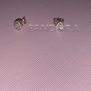 Pandora Rose Teardrop Halo Stud Earrings
